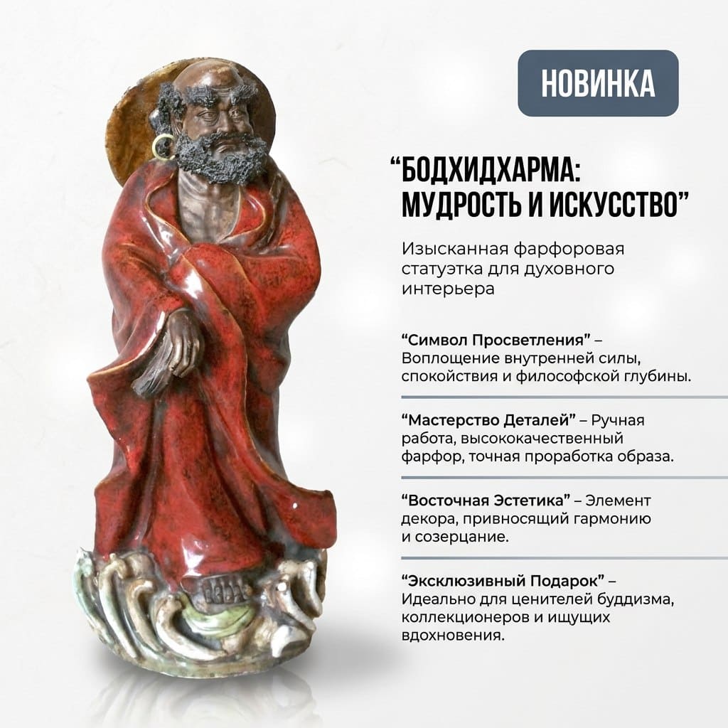 Статуэтка, патриарх чань-буддизма "Дамо" в интернет-студии декора / шоурум | ChinaHouse.studio