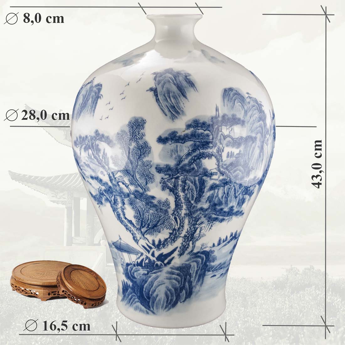 Китайская ваза "Blue & White" в интернет-студии декора / шоурум | ChinaHouse.studio
