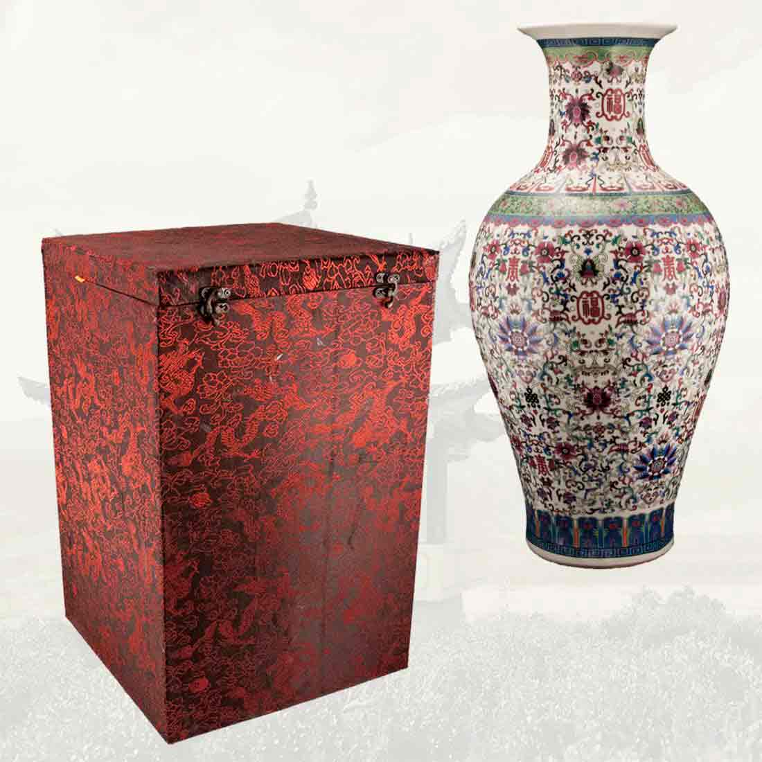 Китайская ваза, "Цветки талисмана" [吉祥] в интернет-студии декора / шоурум | ChinaHouse.studio