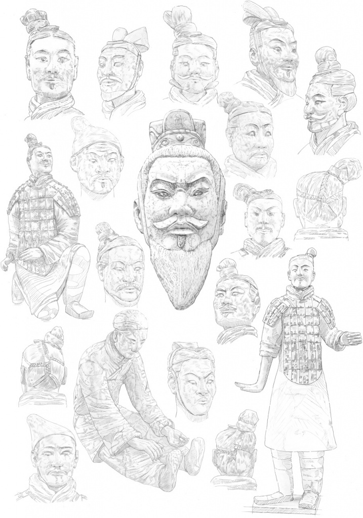 Terracotta_Warriors_pencil_sketches
