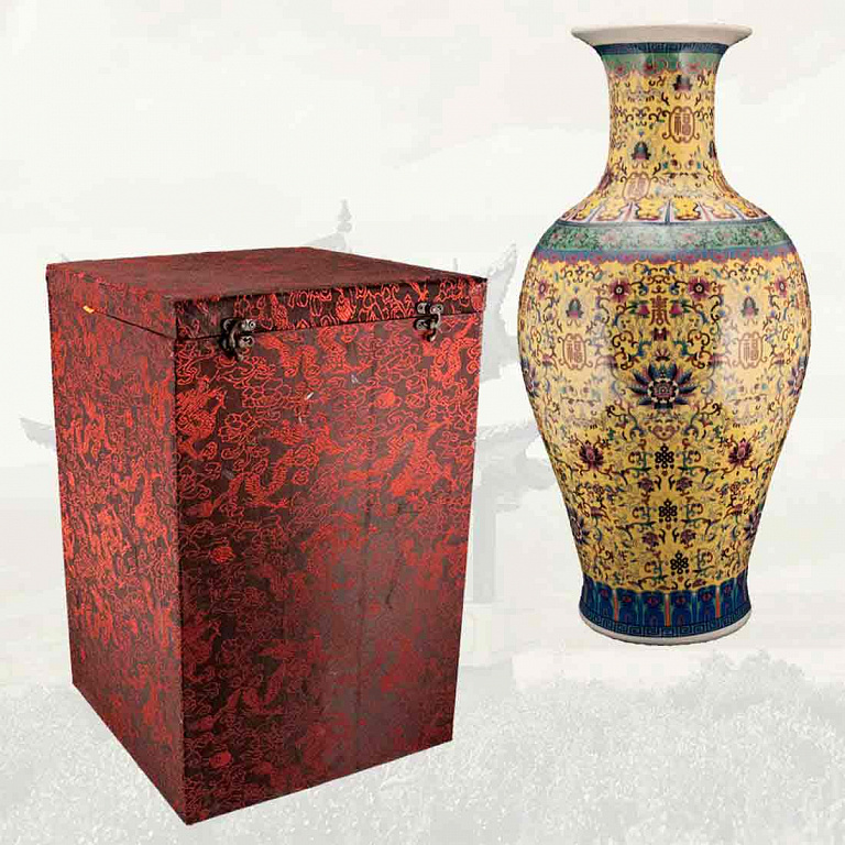 Китайская ваза, "Цветки талисмана" [吉祥] в интернет студии декора / шоурум | ChinaHouse.studio